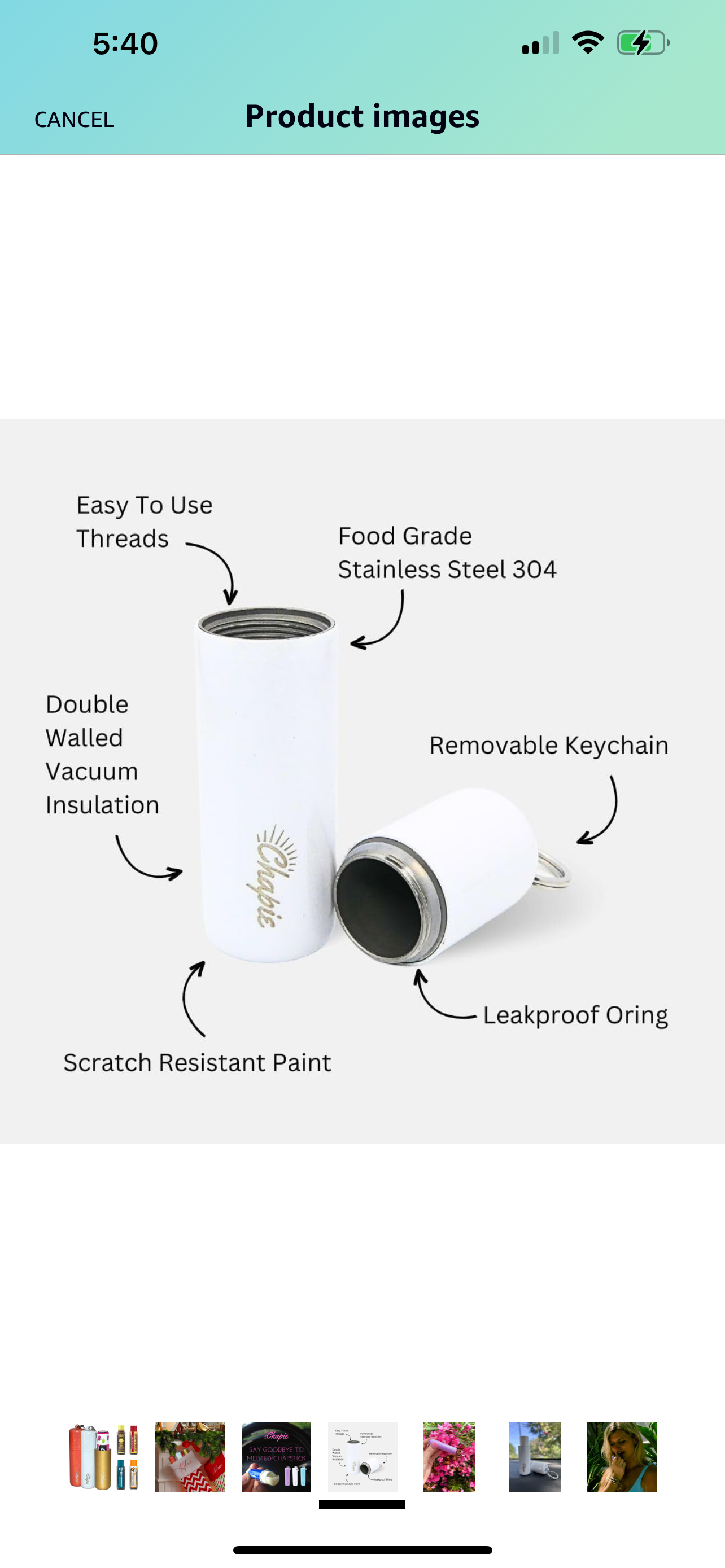 Chapies vacuum insulated Chapstick holder