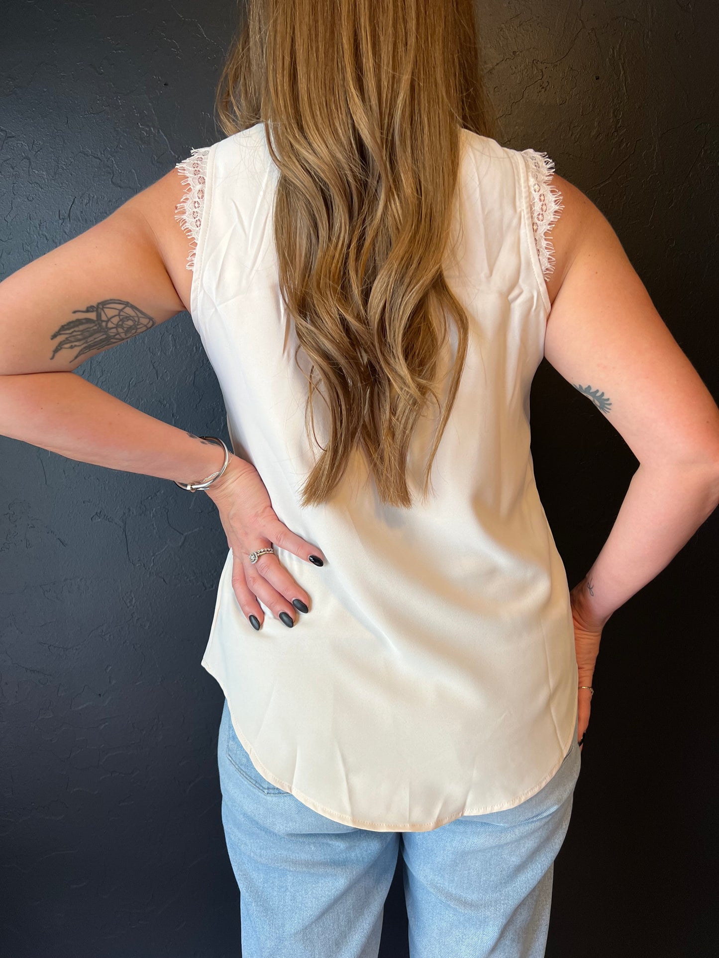 Ivory V Neck Lace Top