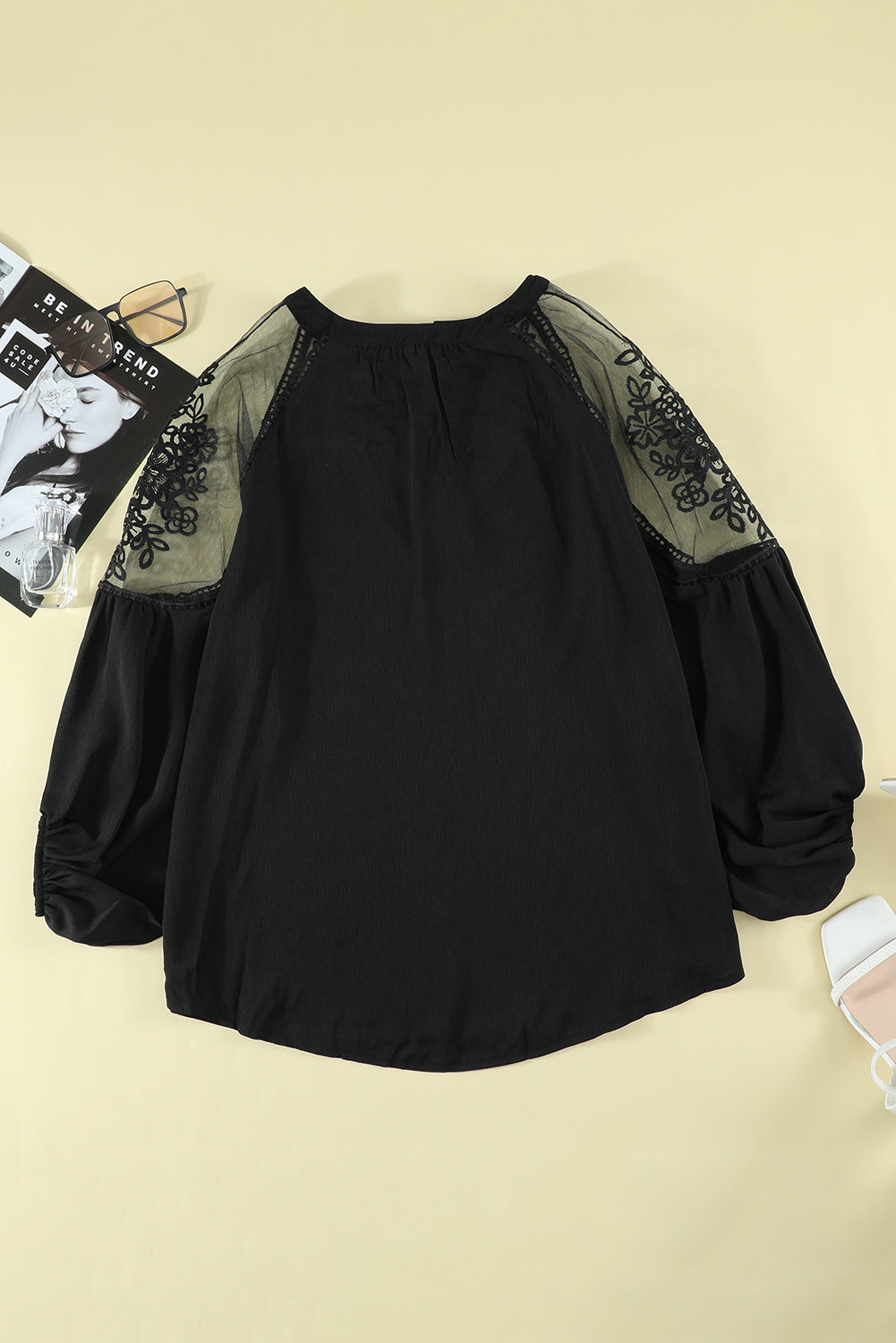 Black lace shoulder top