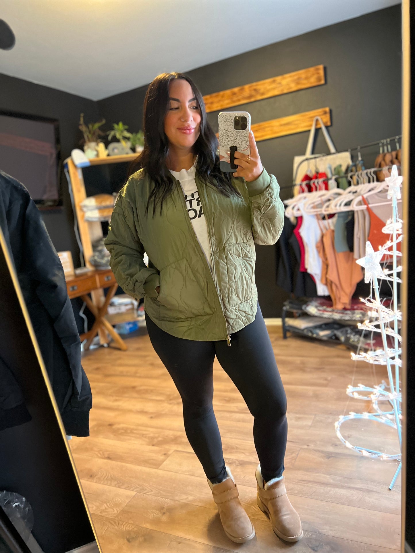 Quilted Olive lightweight Jacket
