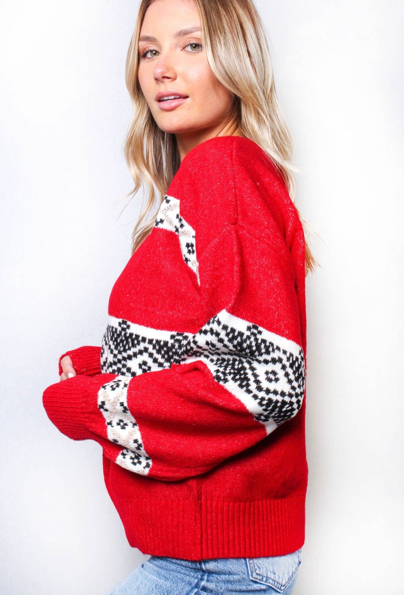 Red Folklore Knit sweater