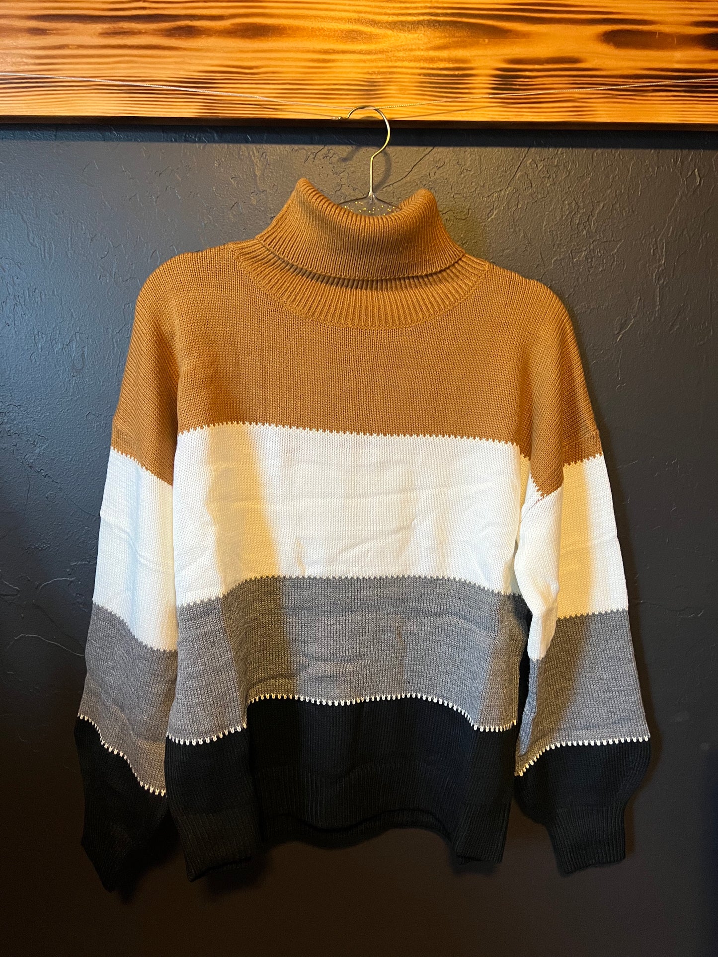 Quad Color Block Turtle Neck