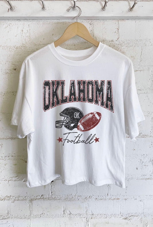 Oklahoma Football OverSized Crop White.