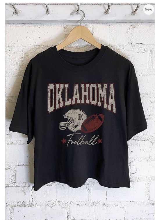 Oklahoma Football Oversized Crop Black